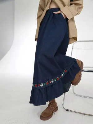 Plus Size Autumn Winter Corduroy Skirt Women Literature Vintage Midi Long Skirts Female Elastic High Waist A-line Pleated Skirt