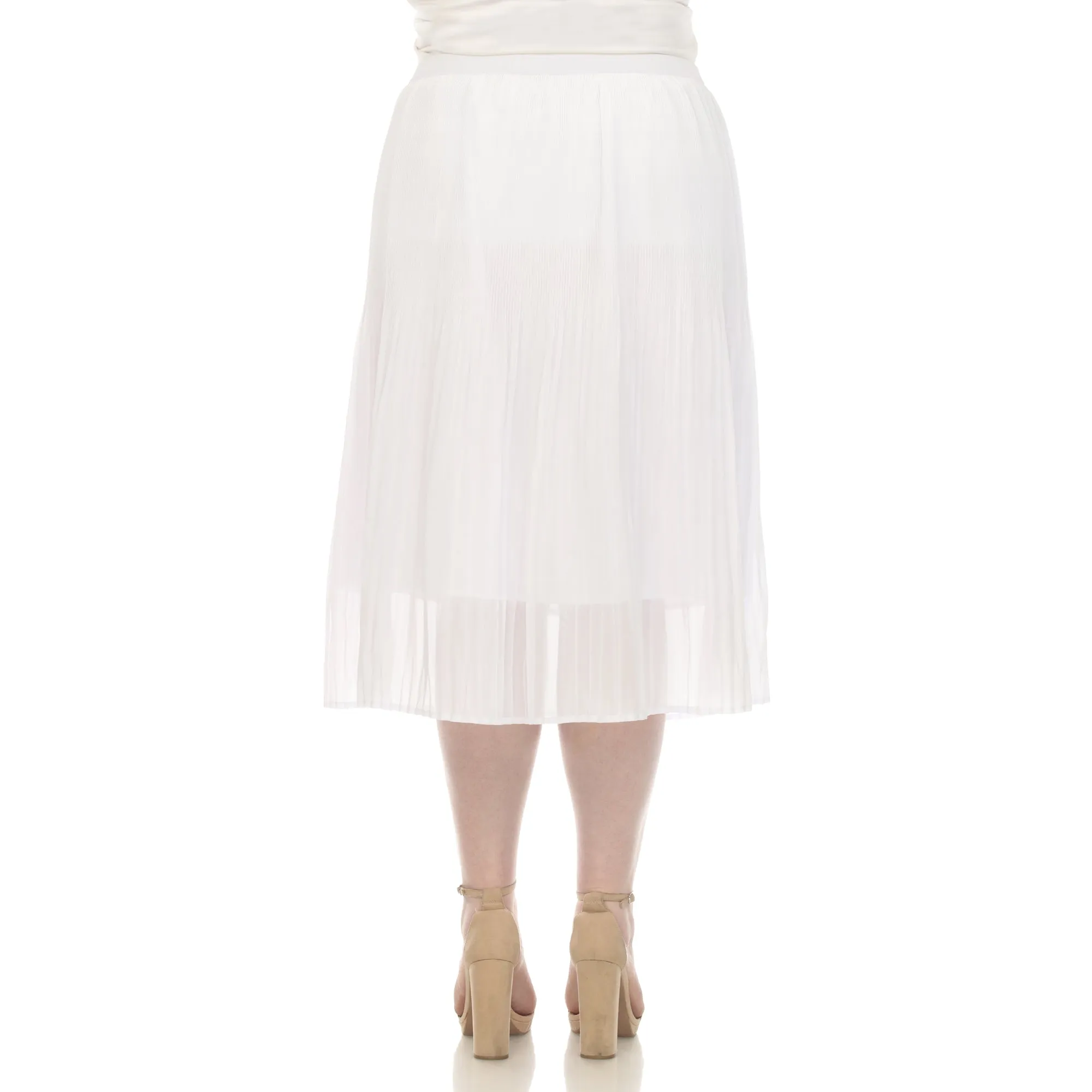 Plus Size Pleated Chiffon Midi Skirt