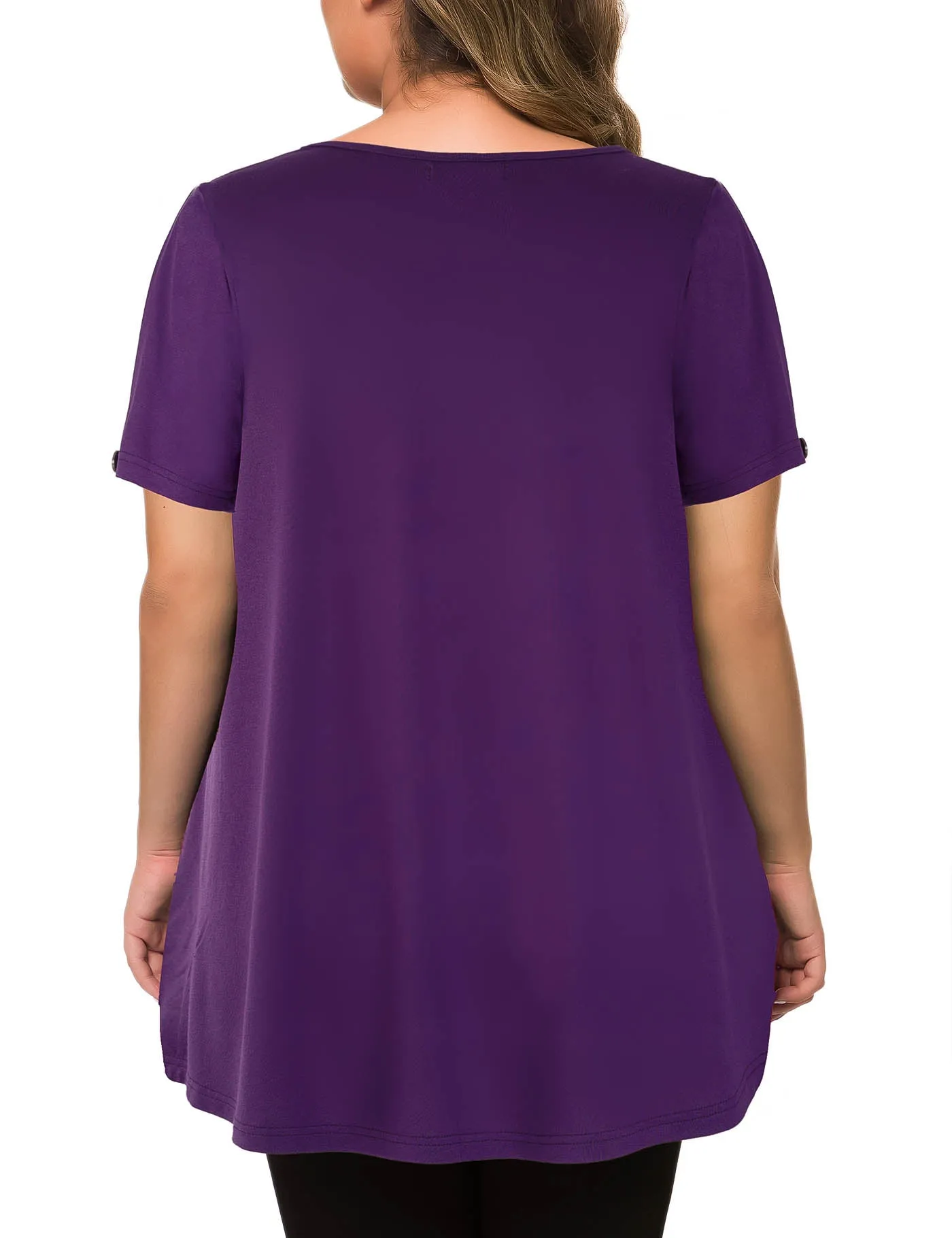 Plus Size Short Sleeve Flowy Top Casual Blouse Tunic