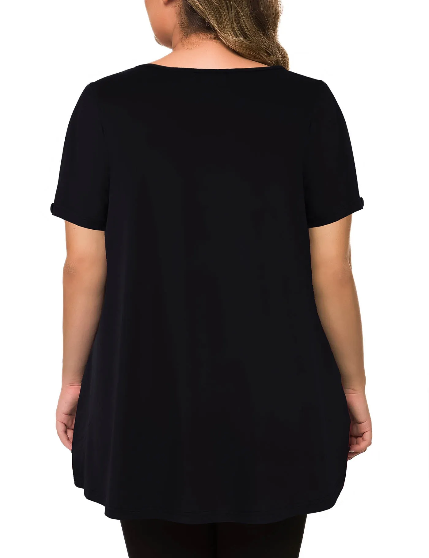 Plus Size Short Sleeve Flowy Top Casual Blouse Tunic