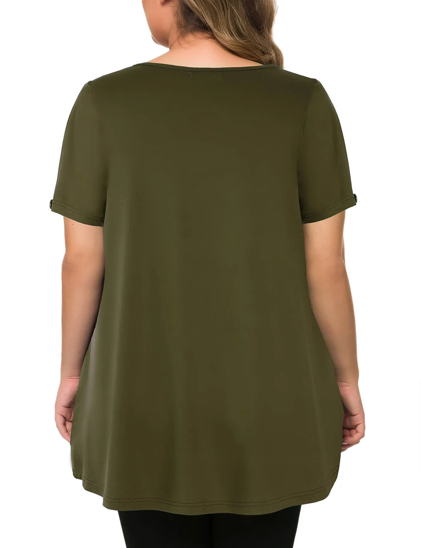 Plus Size Short Sleeve Flowy Top Casual Blouse Tunic