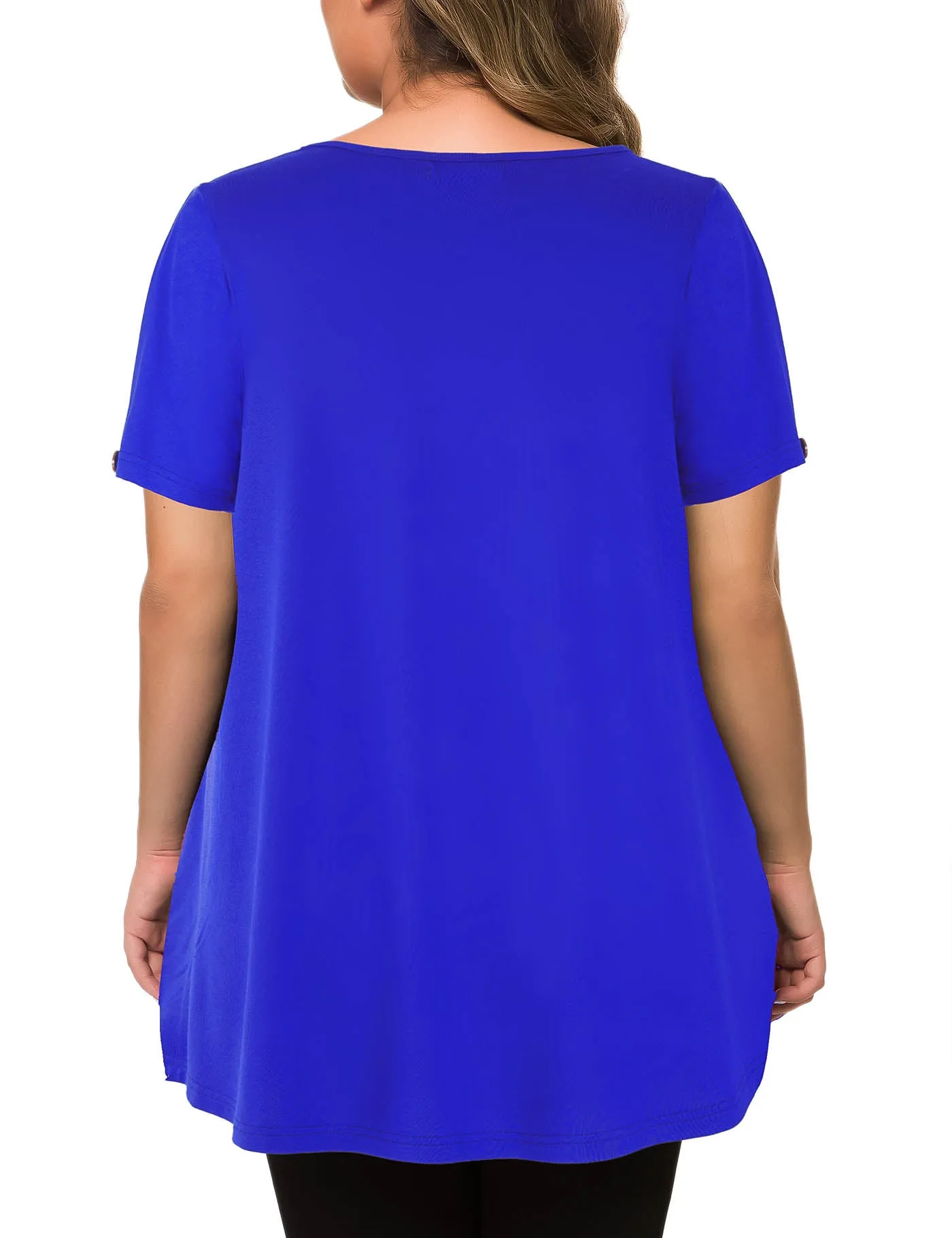 Plus Size Short Sleeve Flowy Top Casual Blouse Tunic