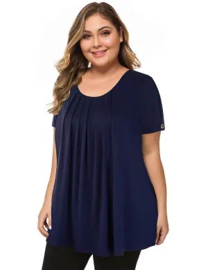 Plus Size Short Sleeve Flowy Top Casual Blouse Tunic