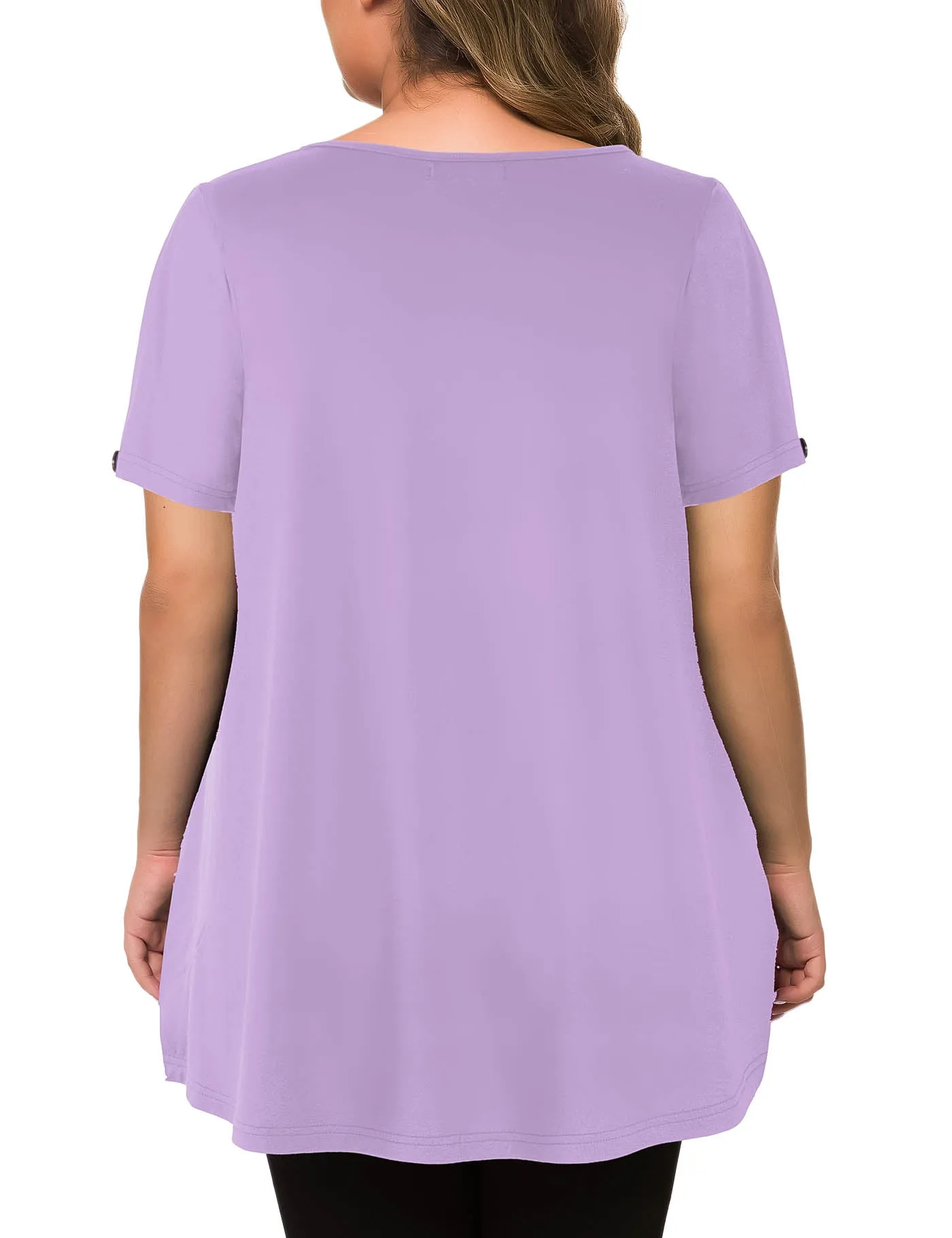 Plus Size Short Sleeve Flowy Top Casual Blouse Tunic