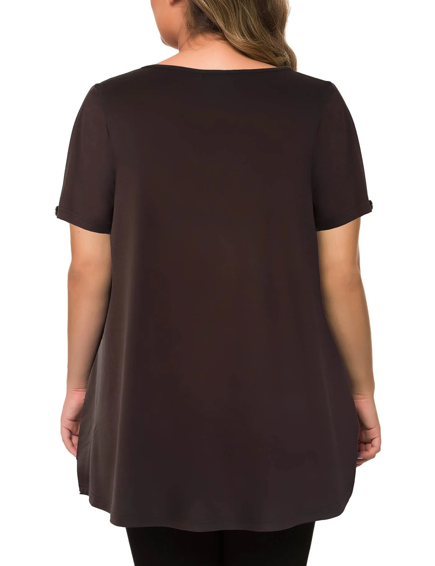 Plus Size Short Sleeve Flowy Top Casual Blouse Tunic