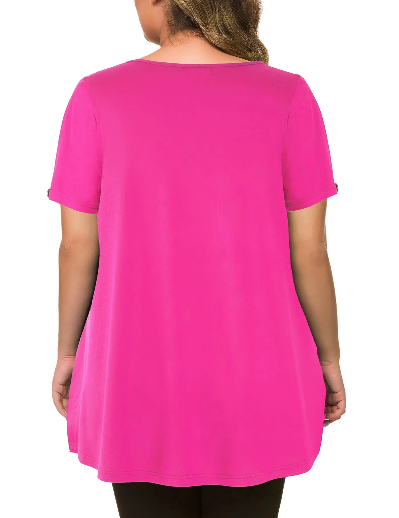 Plus Size Short Sleeve Flowy Top Casual Blouse Tunic