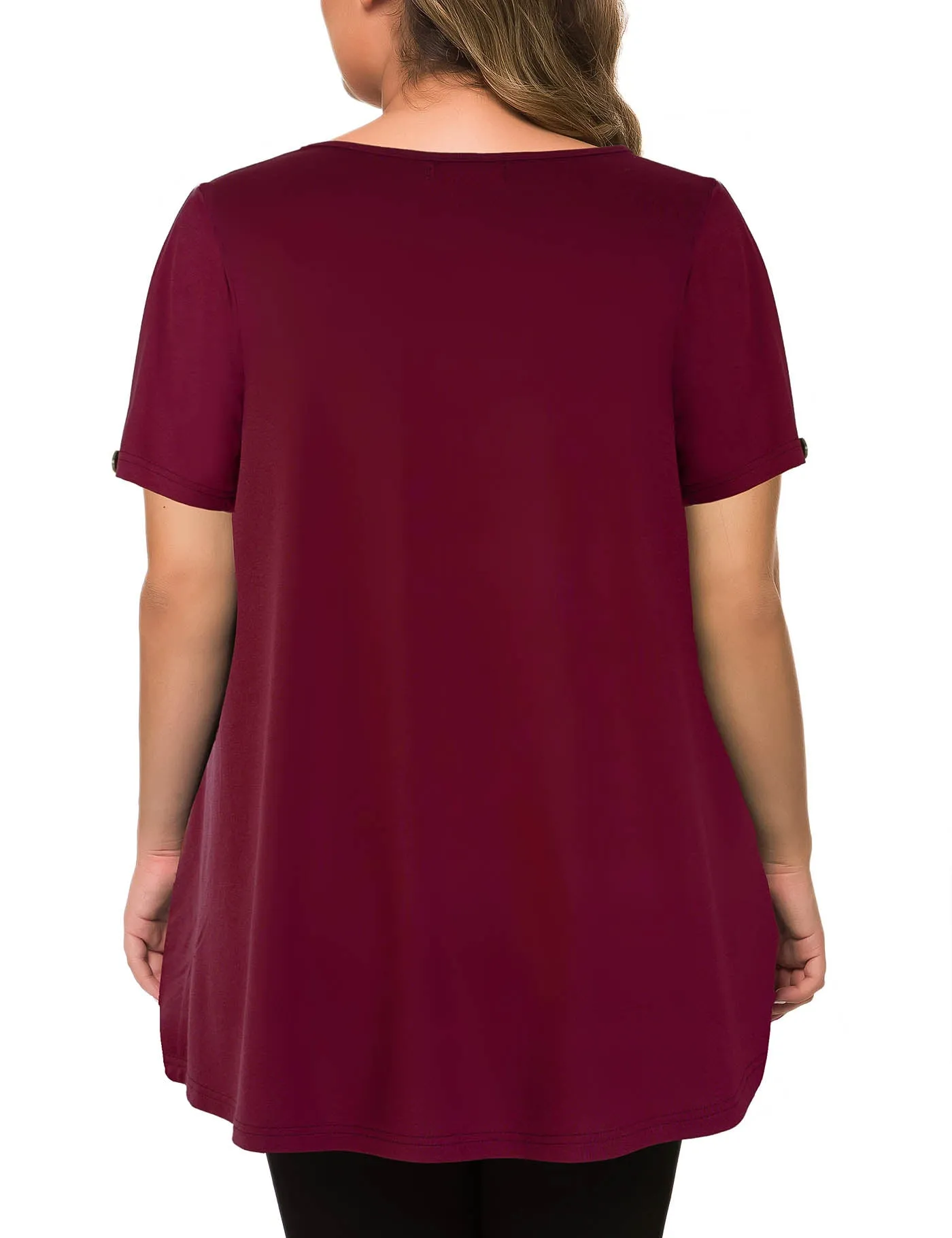 Plus Size Short Sleeve Flowy Top Casual Blouse Tunic