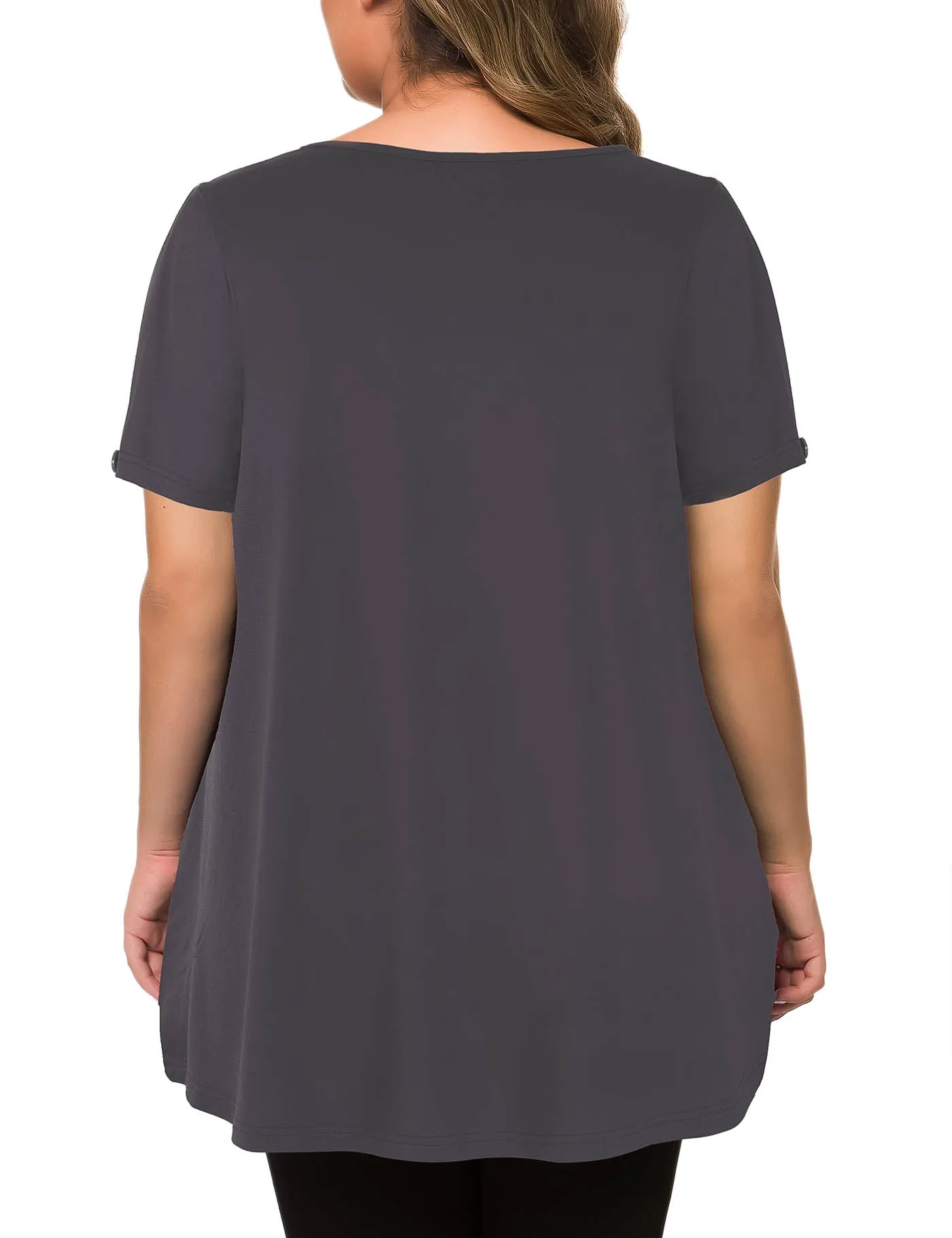 Plus Size Short Sleeve Flowy Top Casual Blouse Tunic