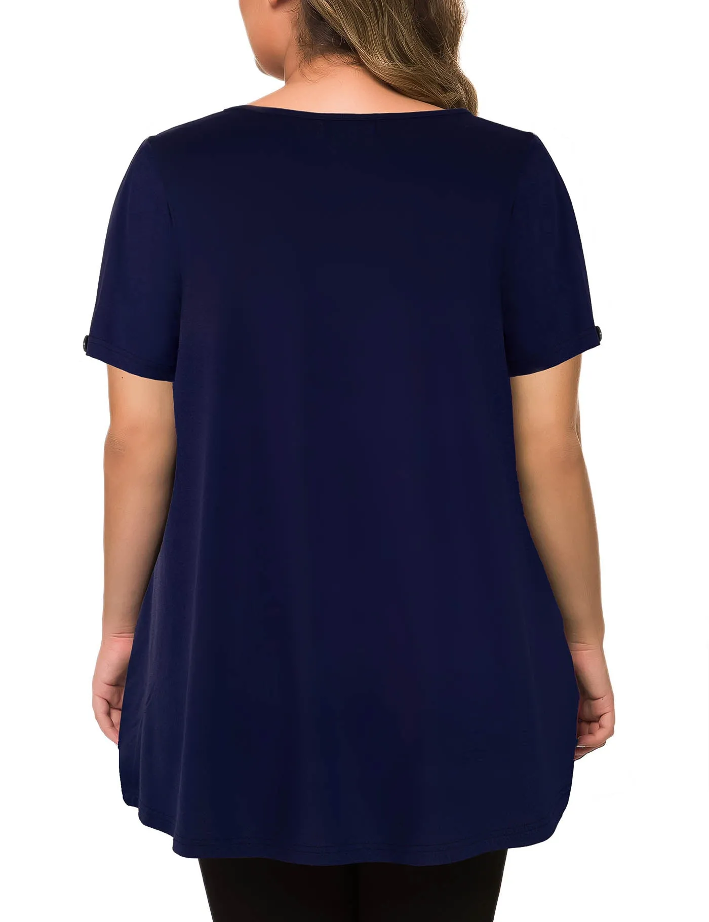 Plus Size Short Sleeve Flowy Top Casual Blouse Tunic