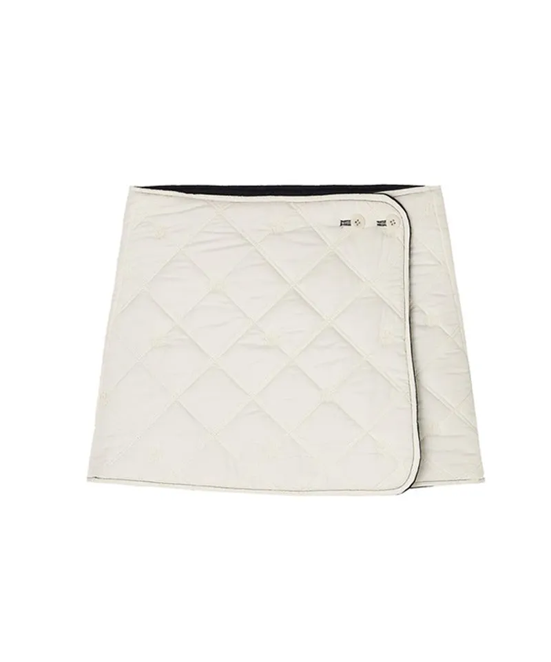 POSHERD Logo Quilted Reversible Padded Wrap Skirt - Ivory/Black