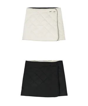 POSHERD Logo Quilted Reversible Padded Wrap Skirt - Ivory/Black