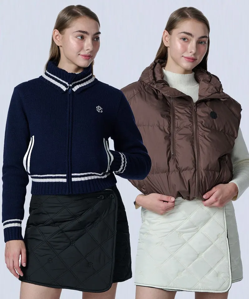 POSHERD Logo Quilted Reversible Padded Wrap Skirt - Ivory/Black