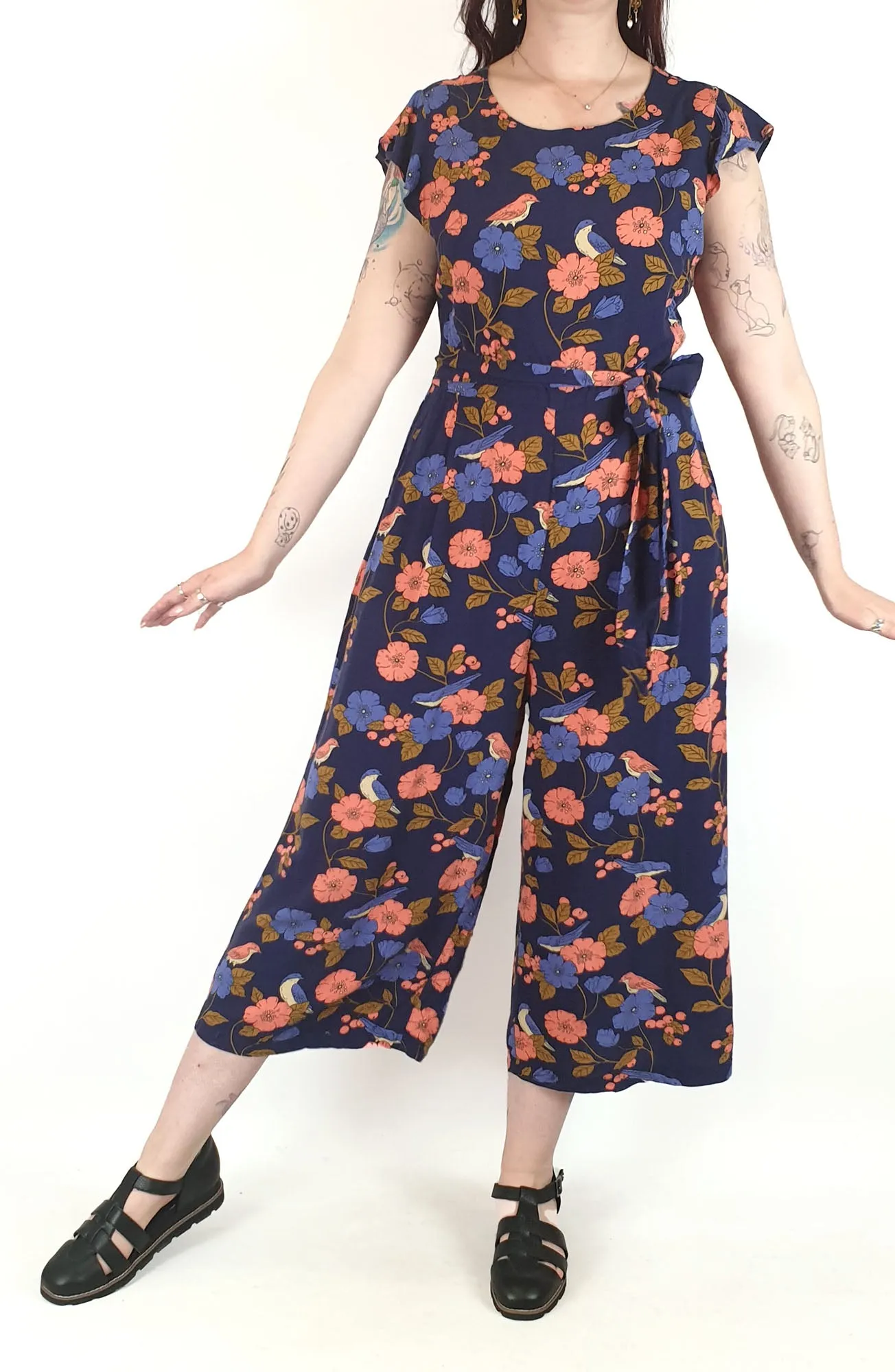 Princess Highway navy floral jumpsuit size 12