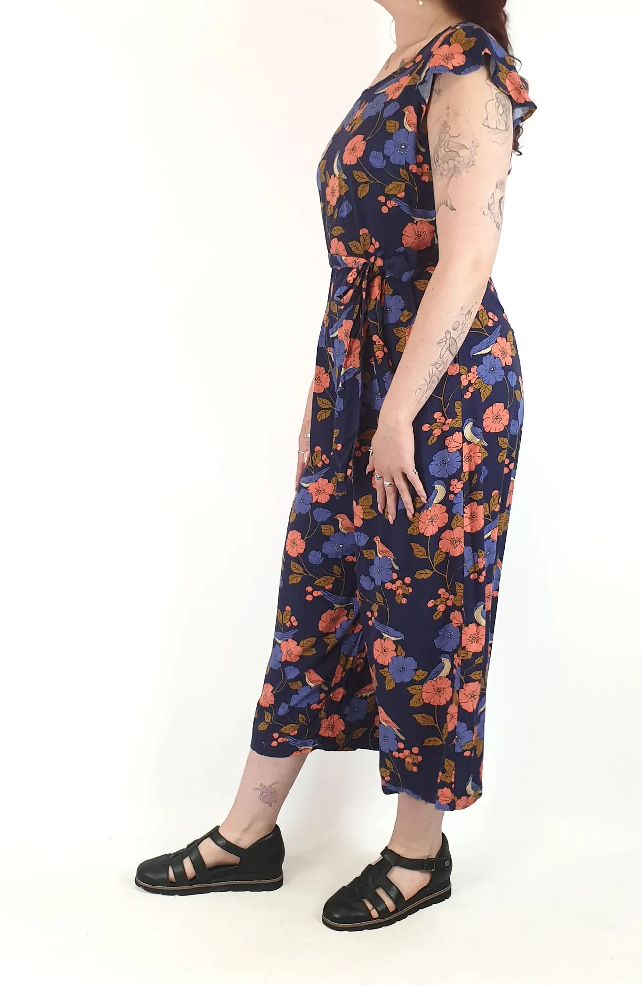Princess Highway navy floral jumpsuit size 12