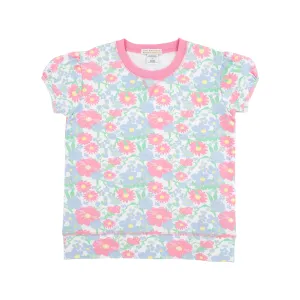 Puff Sleeve Cassidy Comfy Crewneck - Cape Cod Clusters with Hamptons Hot Pink