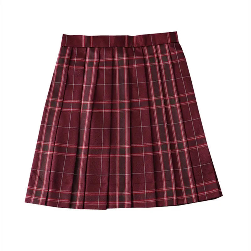 "JK RED PLAID PLEATED" SKIRT / TIE N073010