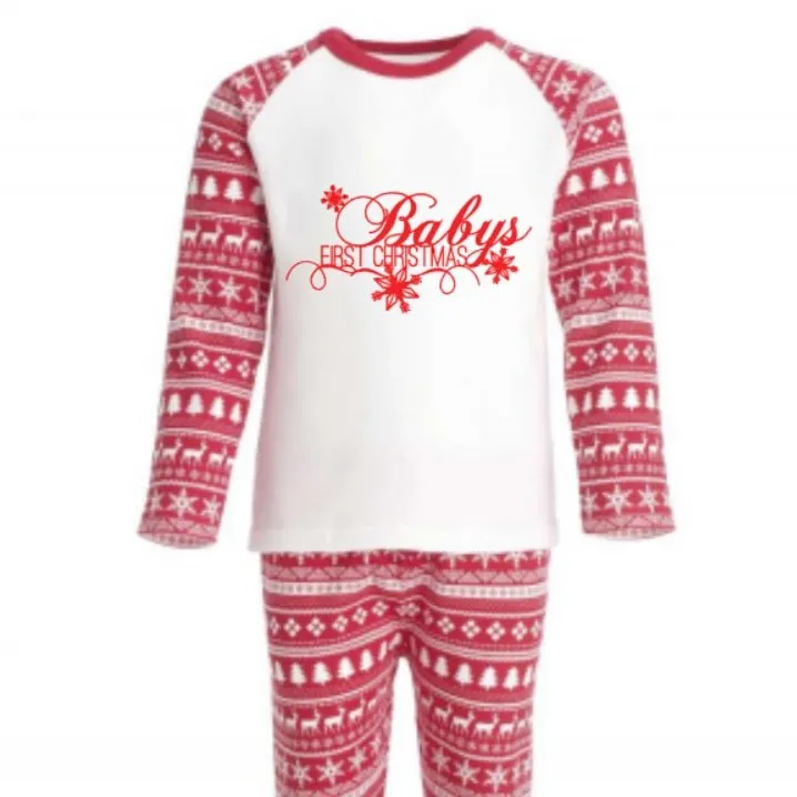 Red Christmas Inspired Design Pajamas Set - Why not Personalise me!