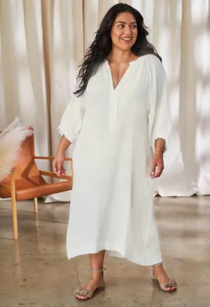 rehOMe - Ivory Gauze Dress with Pockets