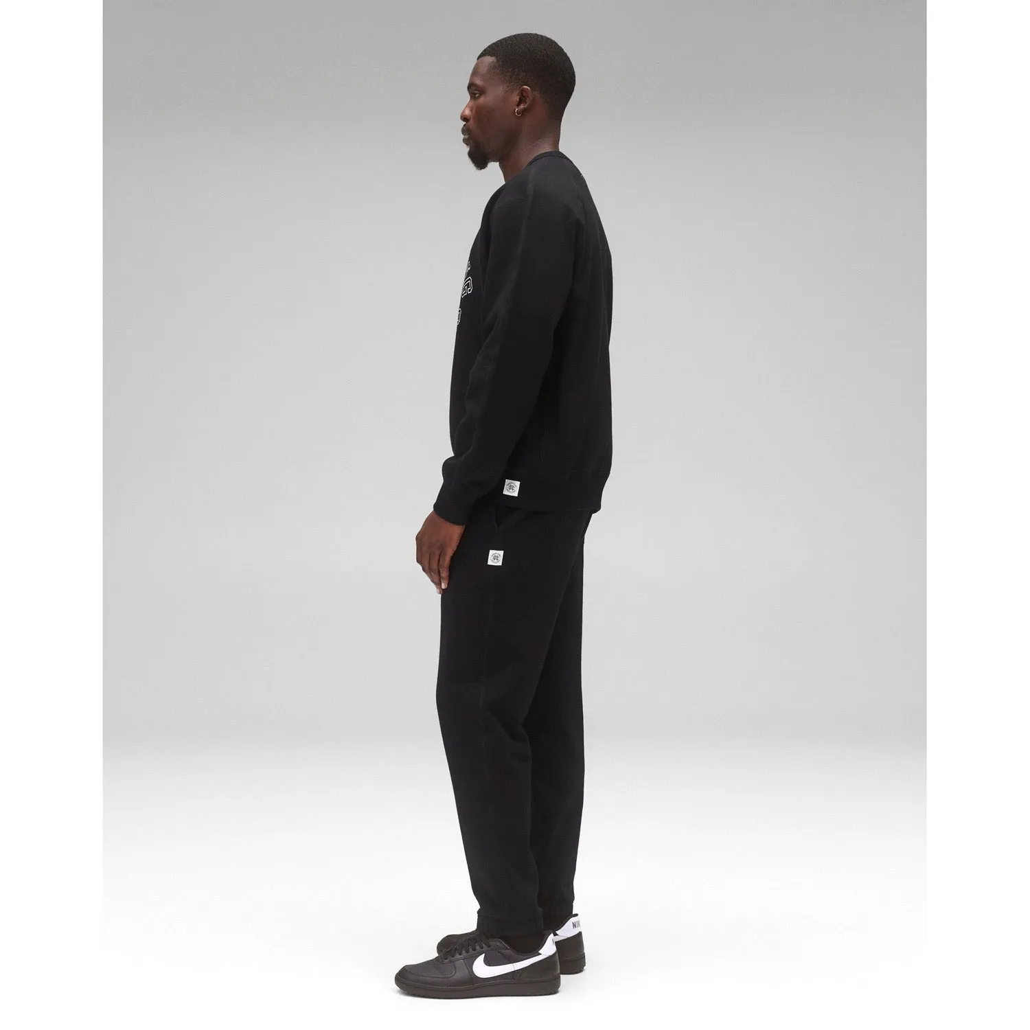 Reigning Champ Men Midweight Terry Arch Logo Crewneck Black White RC-3439-BLW