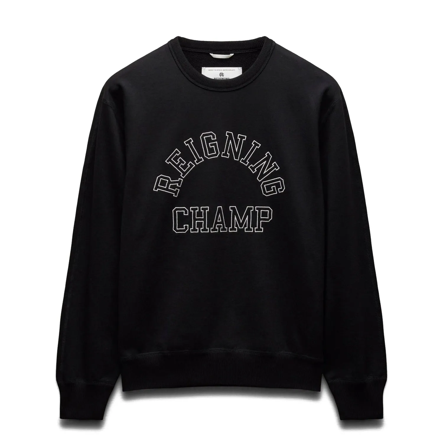 Reigning Champ Men Midweight Terry Arch Logo Crewneck Black White RC-3439-BLW