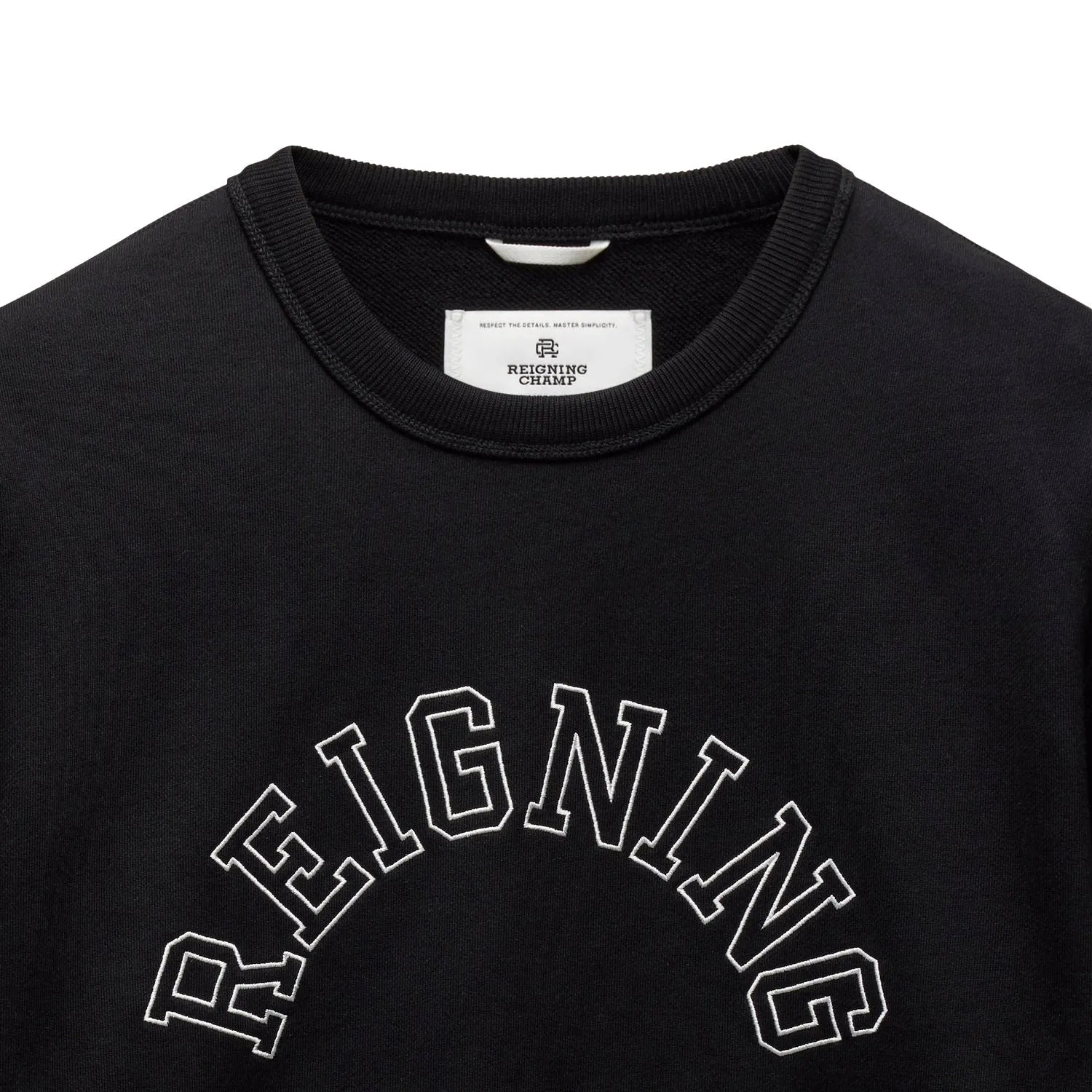 Reigning Champ Men Midweight Terry Arch Logo Crewneck Black White RC-3439-BLW