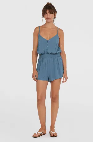 Romper mit Knöpfen und schmalen Trägern | Copen Blue