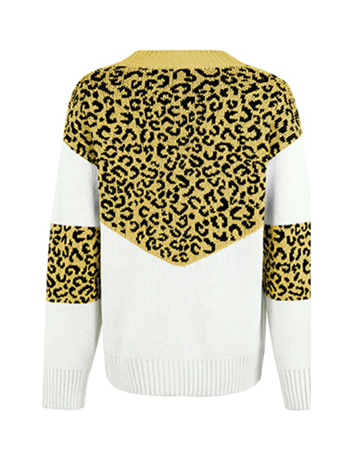 Rosaline Leopard V-Neck Dropped Shoulder Sweater