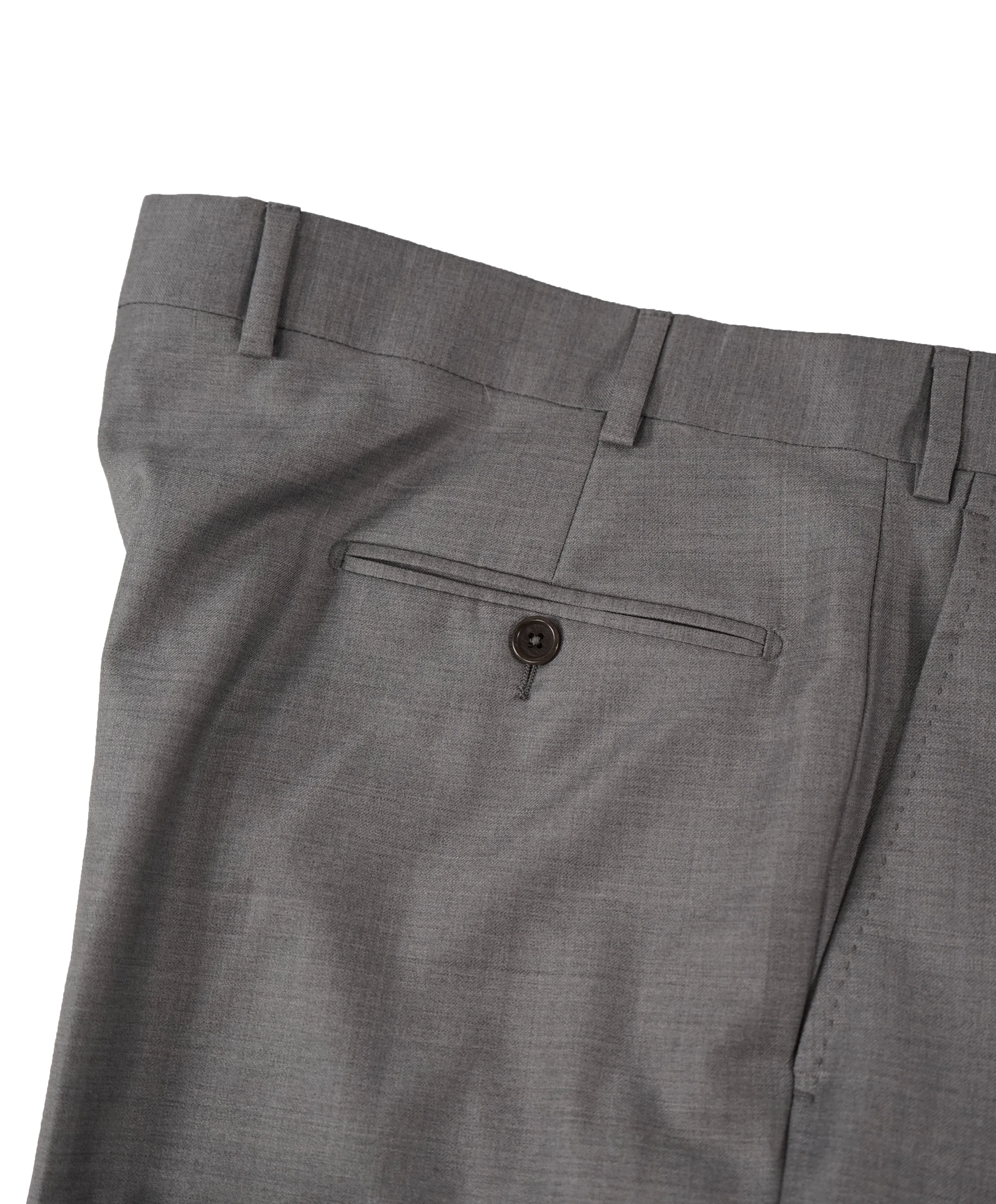 SAKS FIFTH AVE - Gray Wool MADE IN ITALY Flat Front Dress Pants -  38W