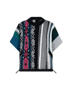 Short Sleeve Jacquard Knit Sweater