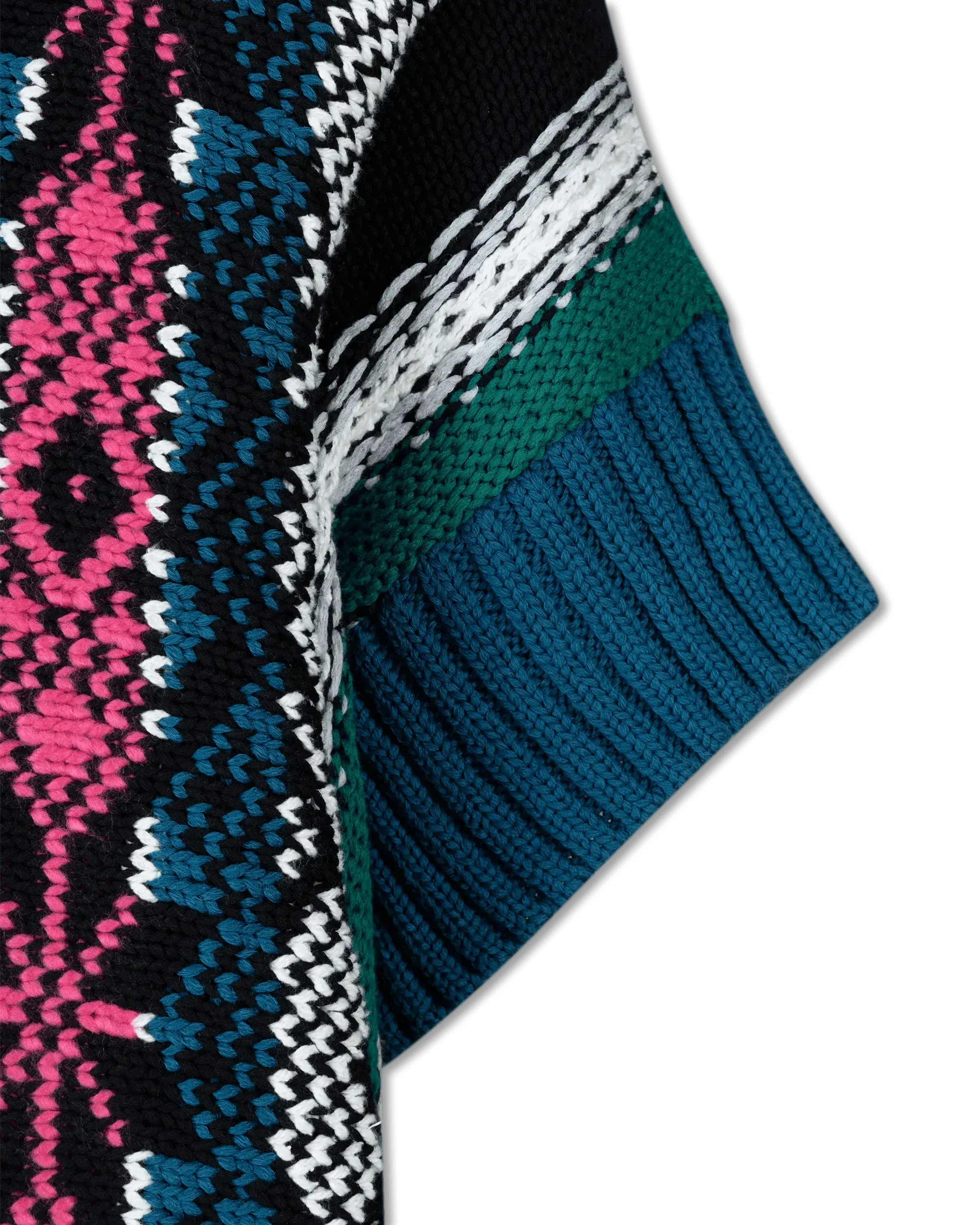 Short Sleeve Jacquard Knit Sweater
