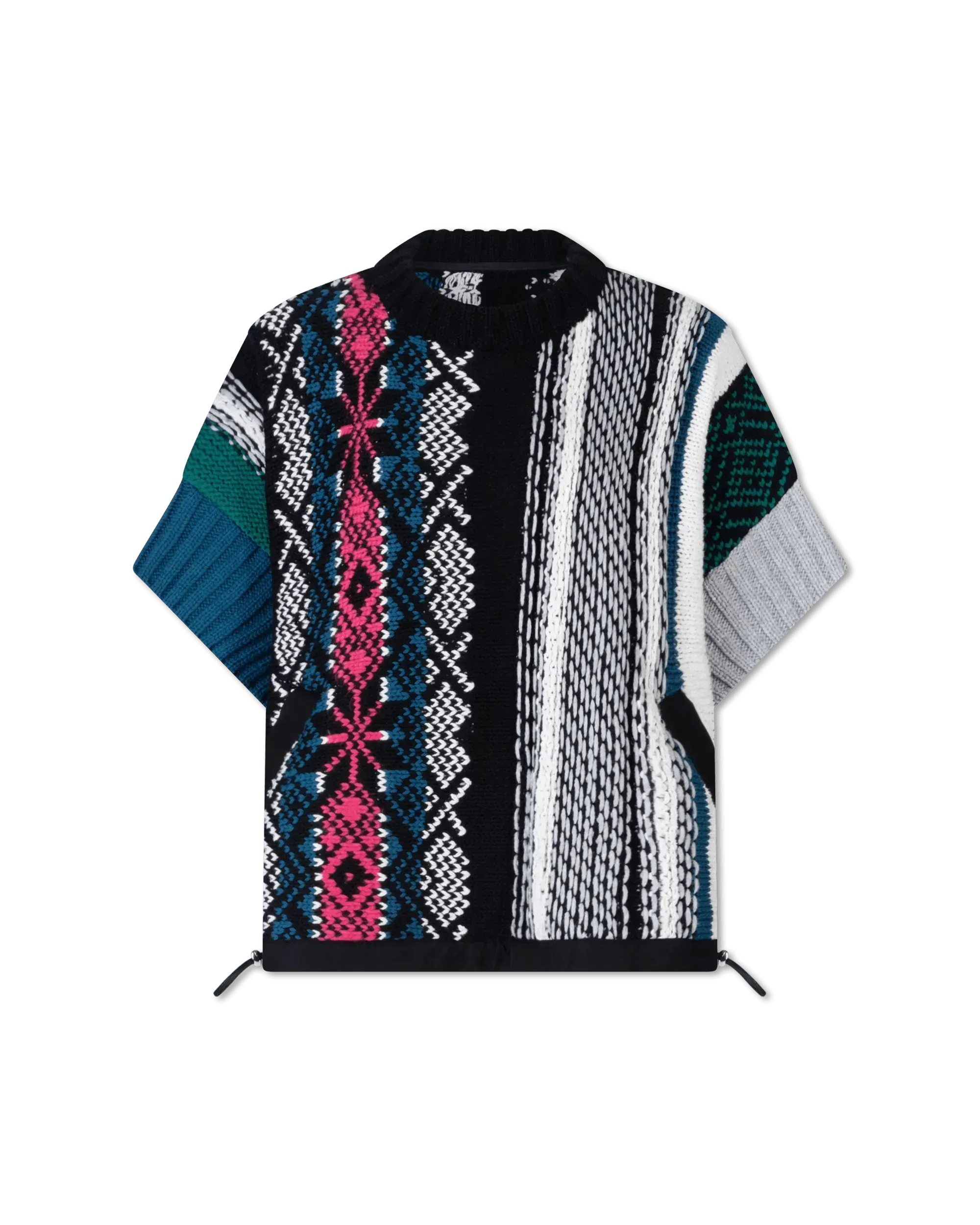 Short Sleeve Jacquard Knit Sweater