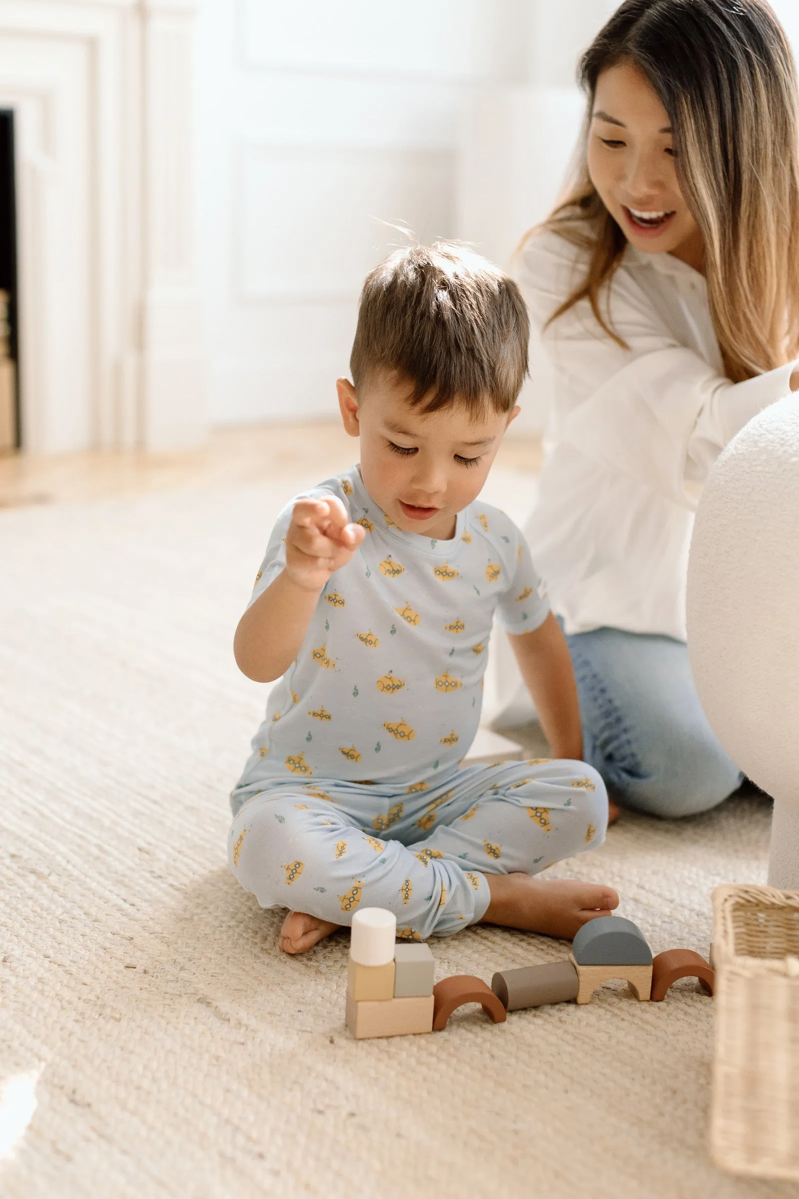 Short Sleeve Long Pants Pajama Set - Ocean Explorer
