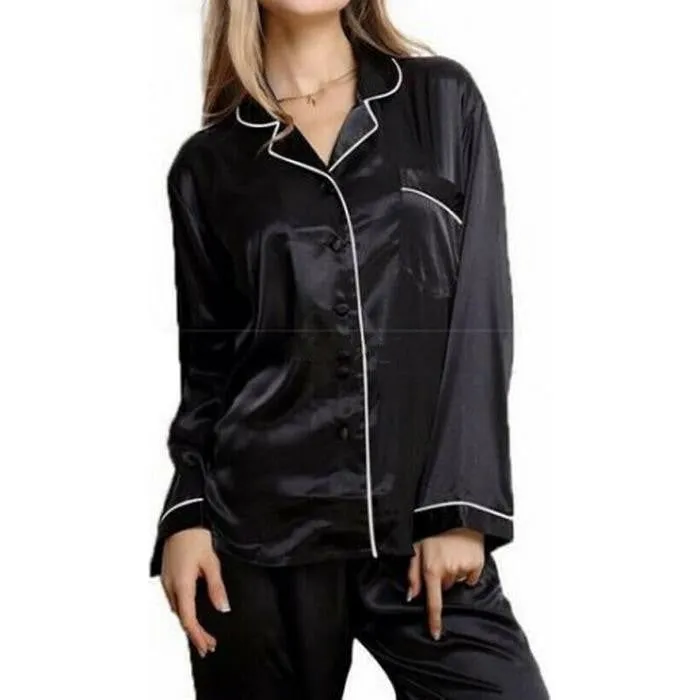Silk Home Long-Sleeved Spun Silk Fashion Pajamas