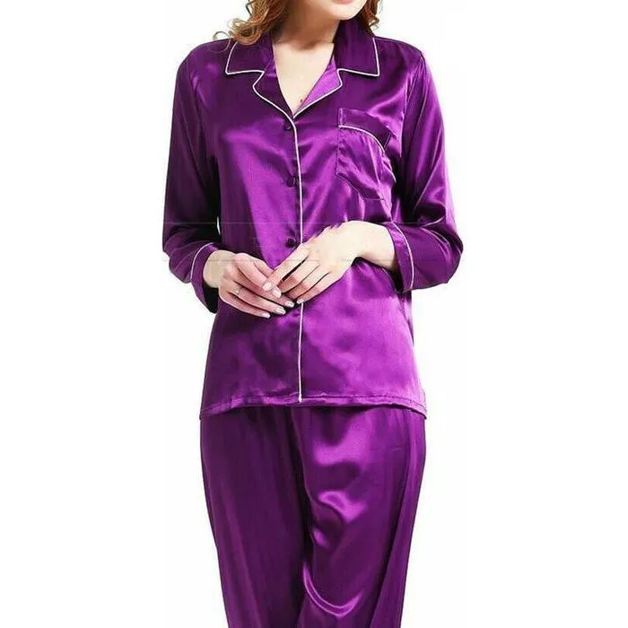 Silk Home Long-Sleeved Spun Silk Fashion Pajamas