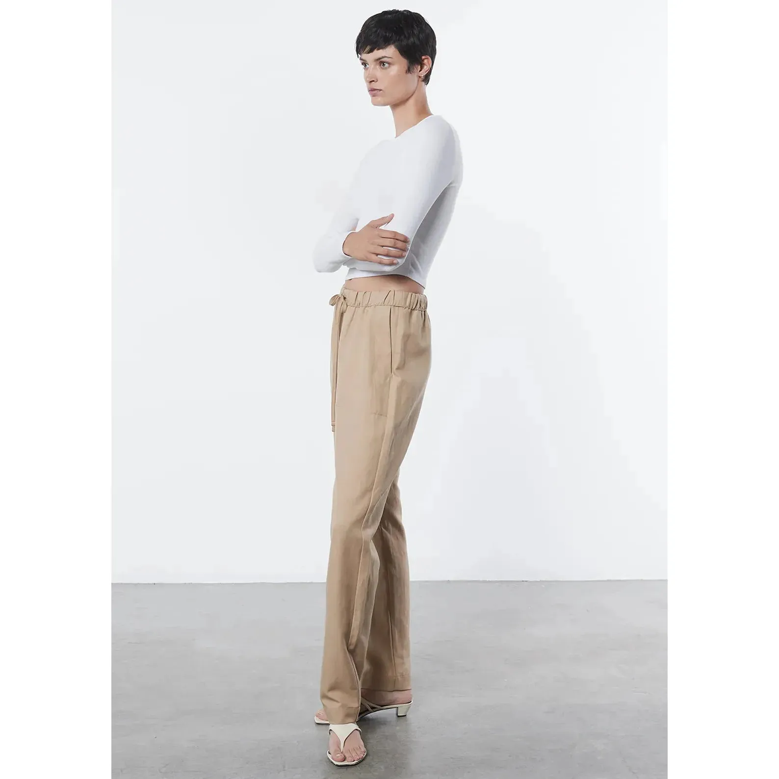 SILK KNIT L/S TUCK TOP