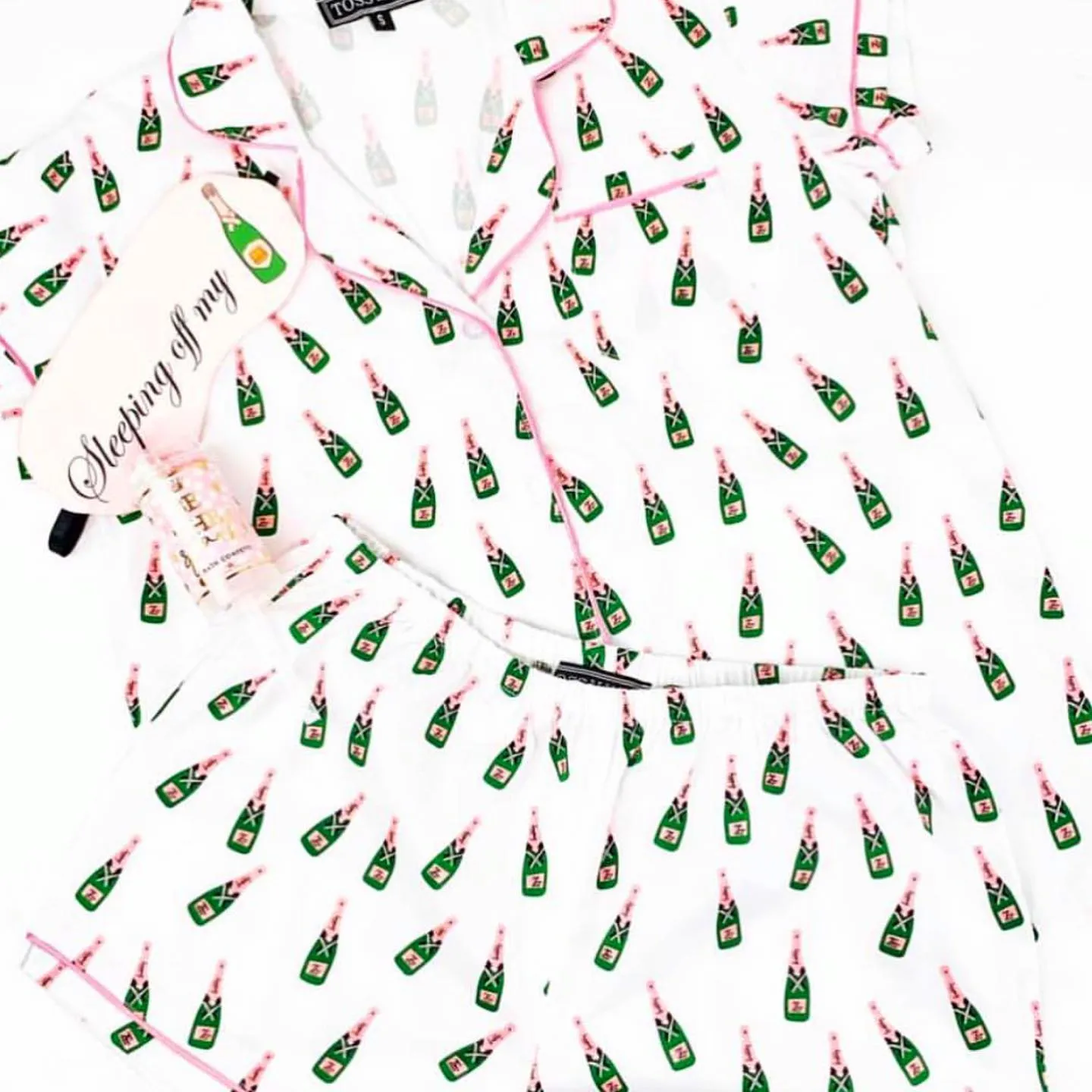 Sip Sip Hooray Champagne Pajama Shorts Set