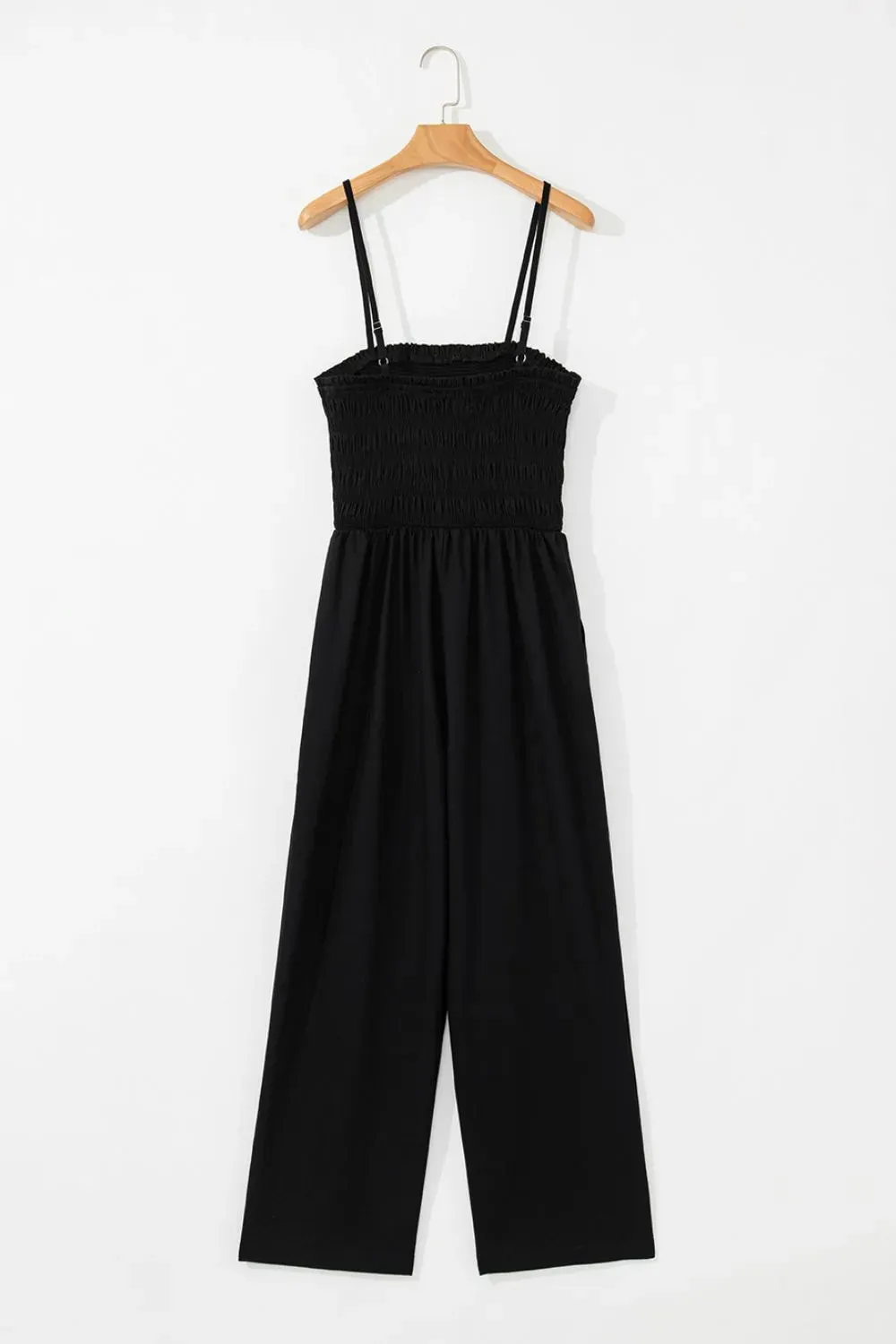 Smocked Spaghetti Straps Wide Leg Jumpsuit