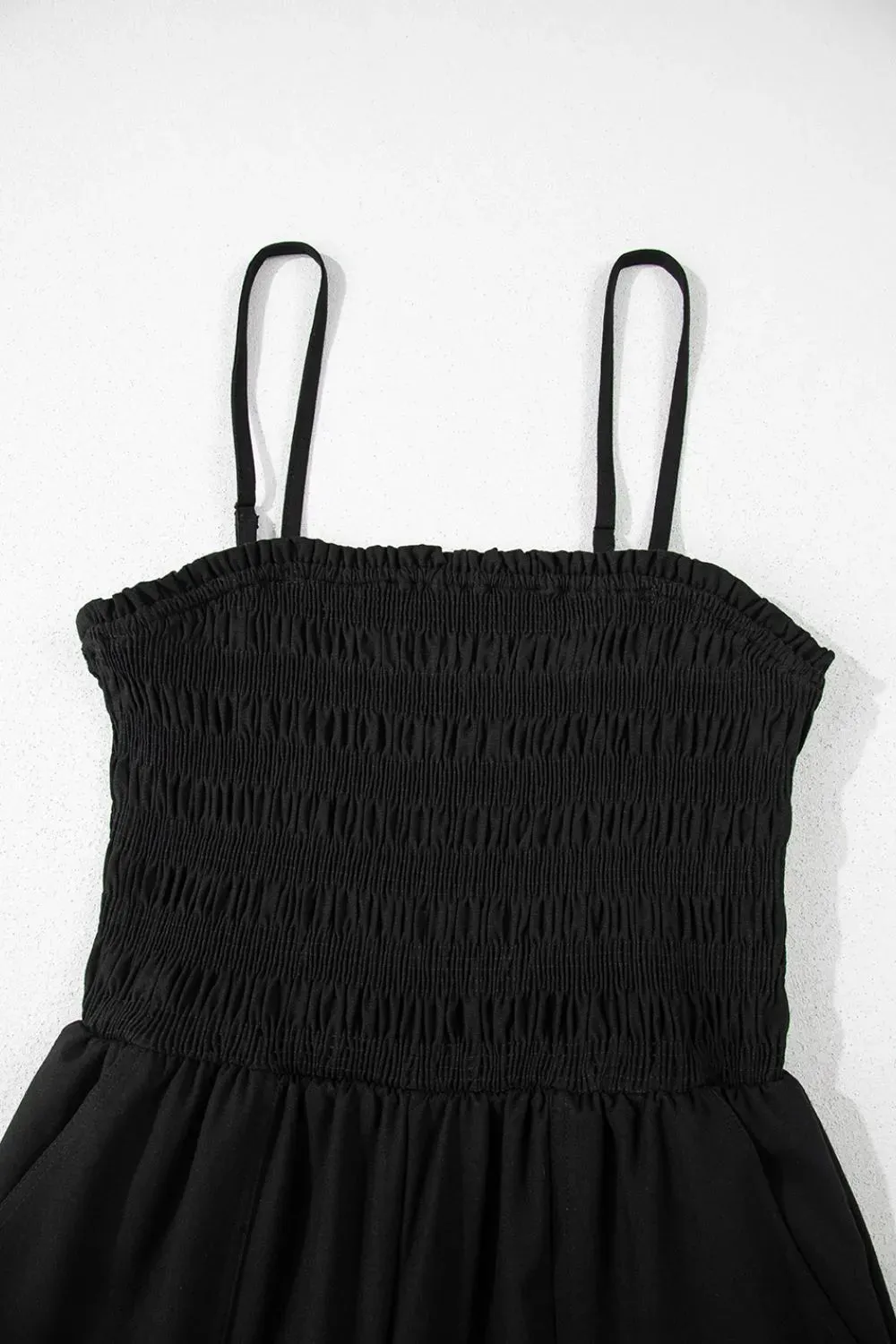 Smocked Spaghetti Straps Wide Leg Jumpsuit
