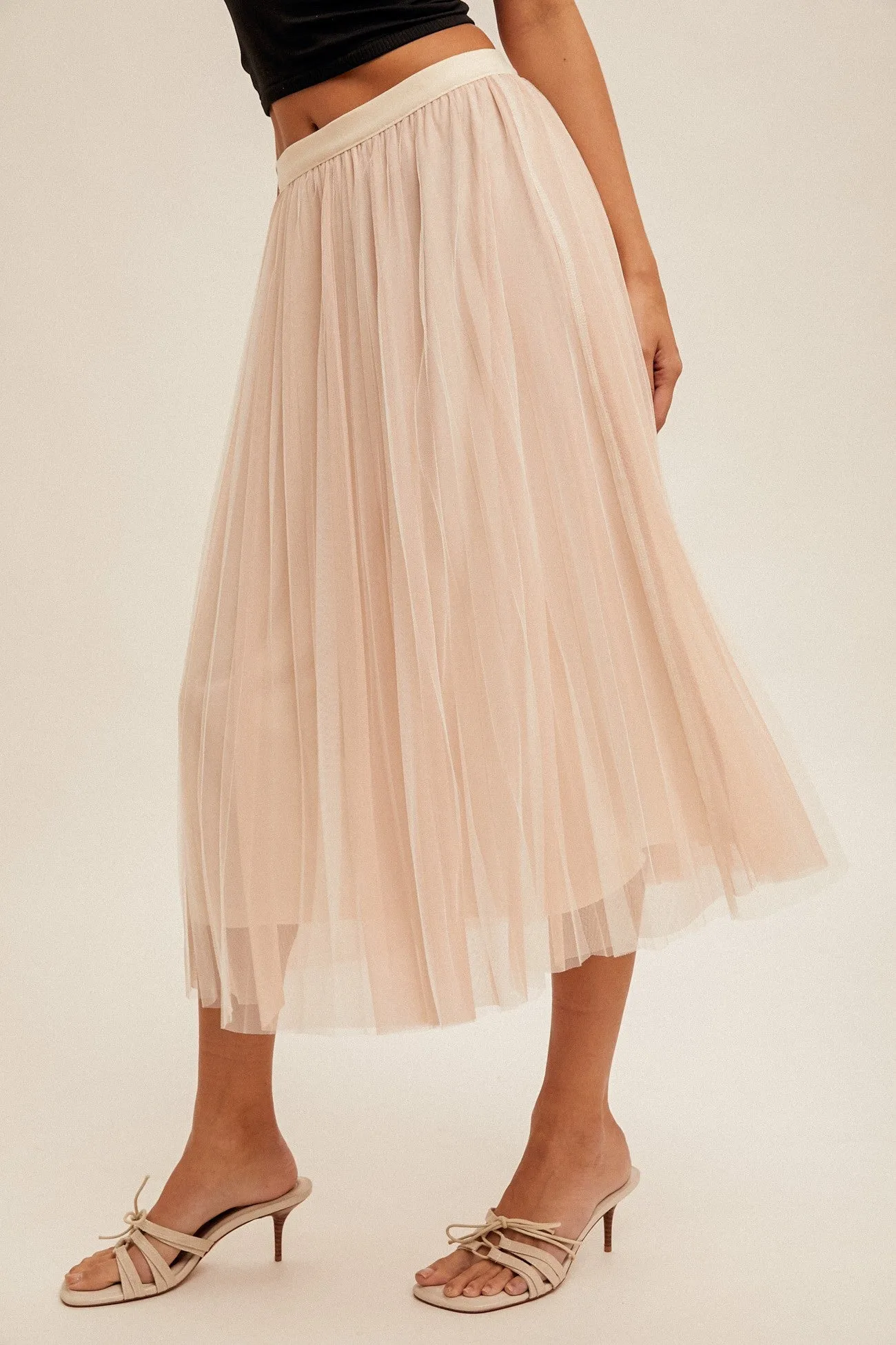 Soft Kiss Pleated Midi Skirt