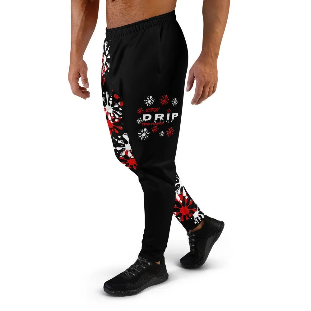 STFU Drip Too Hard Joggers - Red & White on Black