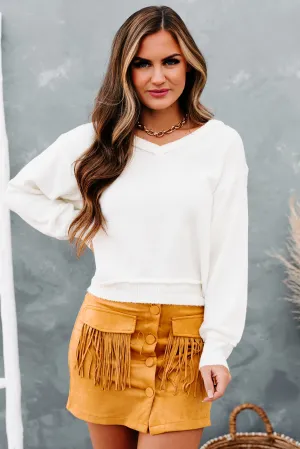 Tamika V-Neck Sweater Top (Off White)
