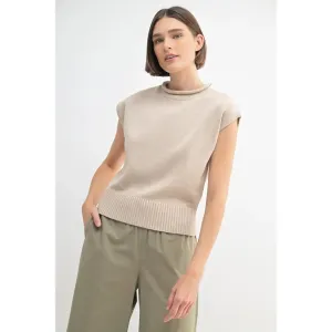 The Aspen Mock Neck Sweater - Taupe