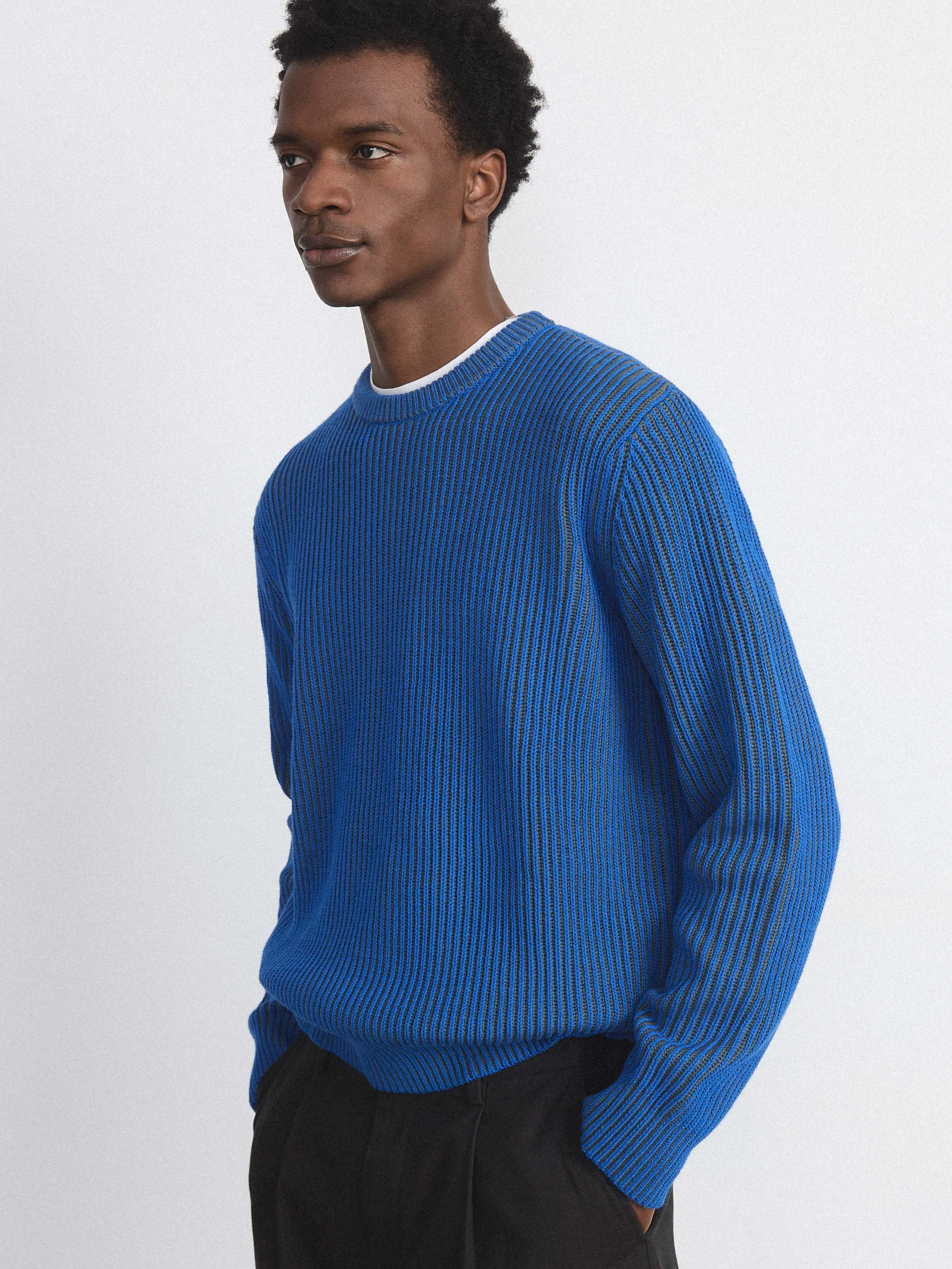 The Ribbed Sweater in Nautical Blue