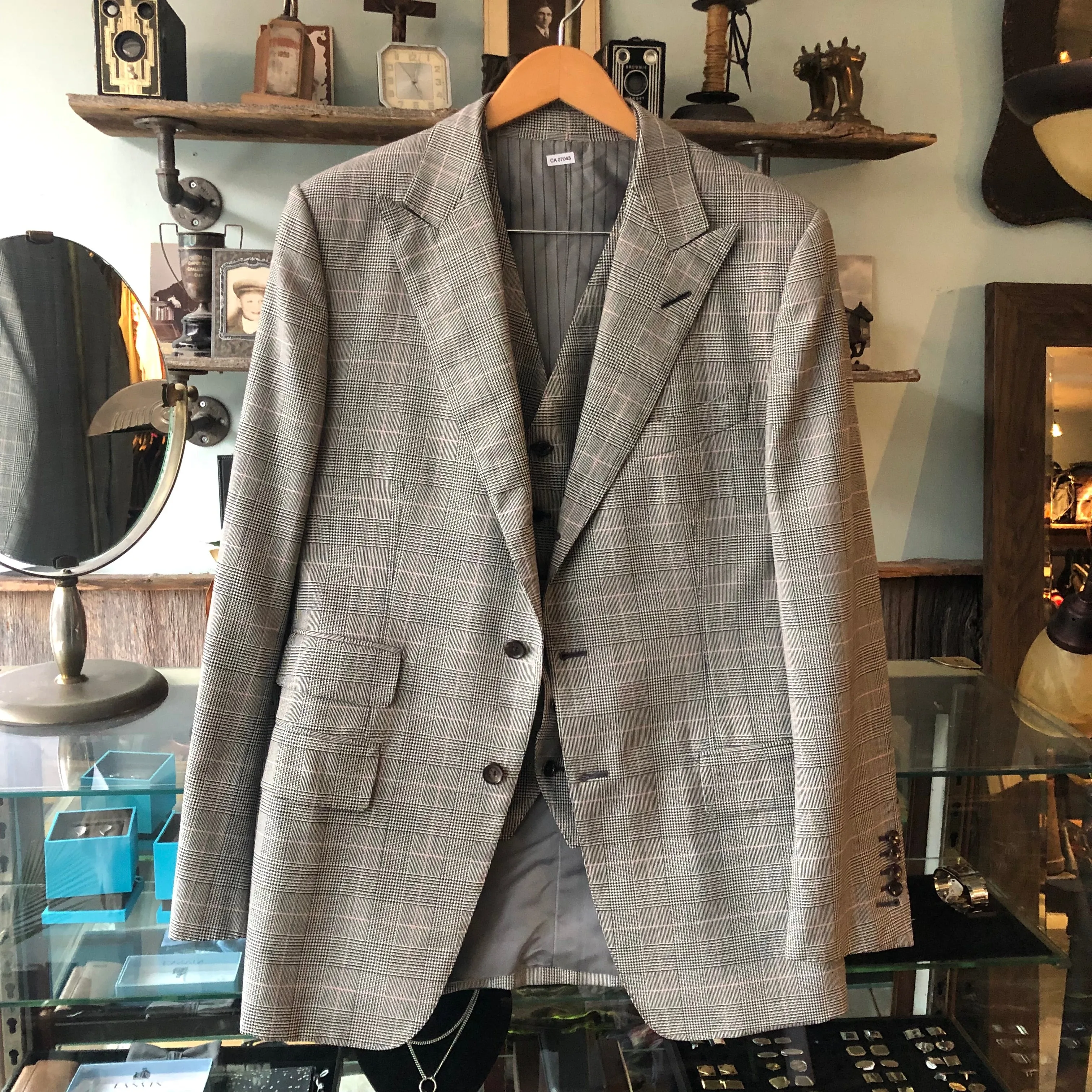 Tom Ford 3 Piece Grey White and Black Check Suit - 42