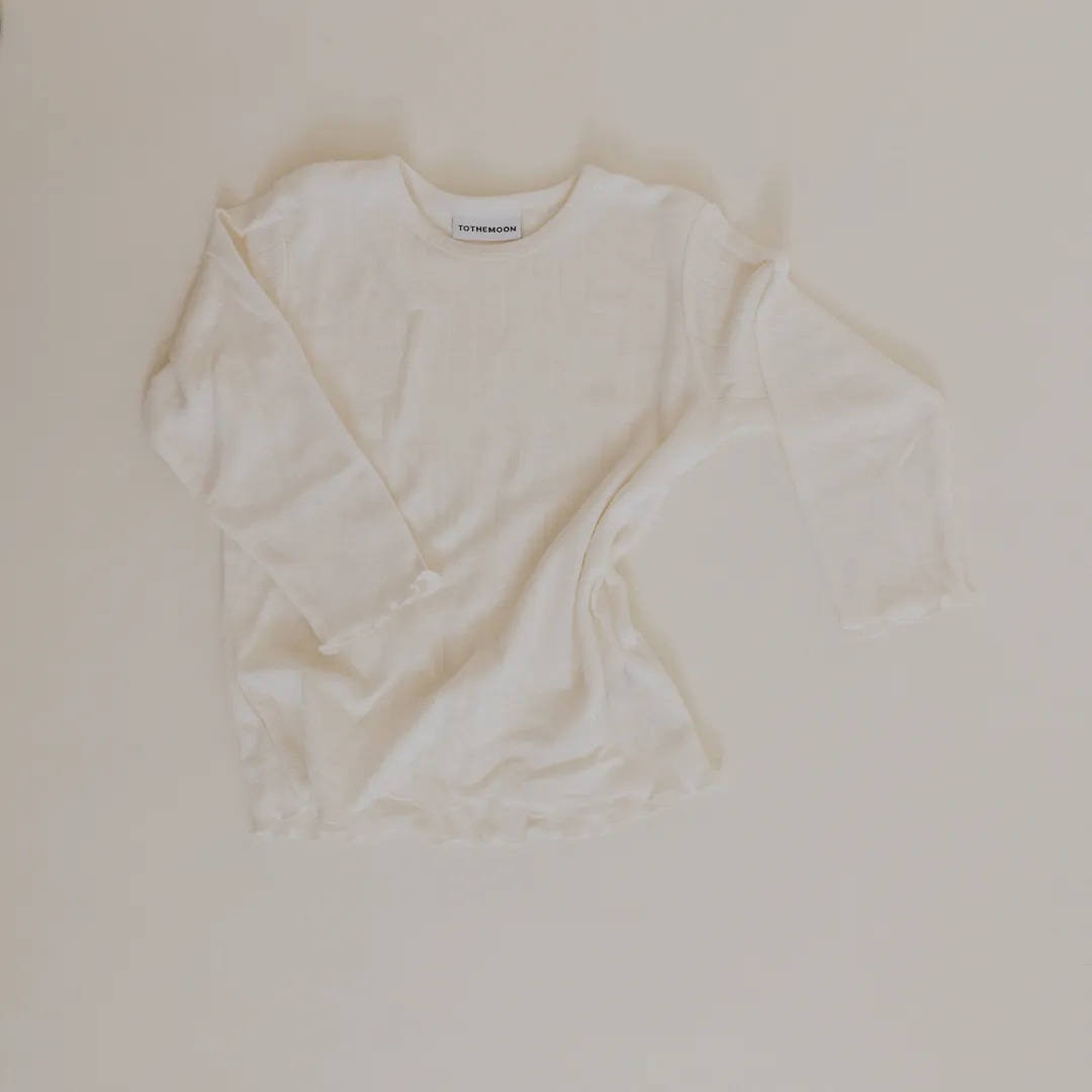 Tothemoon ☾ - Shirt - Long sleeve - Curled ends - Wool & silk - Pointelle - Slim fit