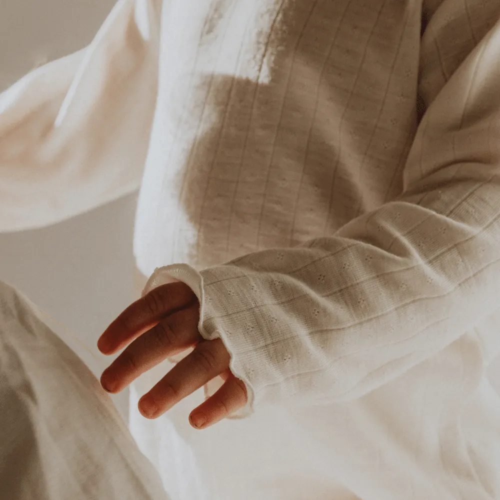 Tothemoon ☾ - Shirt - Long sleeve - Curled ends - Wool & silk - Pointelle - Slim fit
