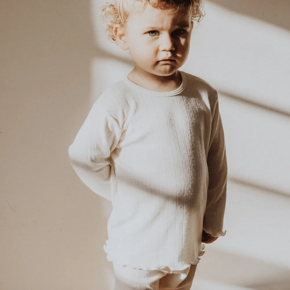 Tothemoon ☾ - Shirt - Long sleeve - Curled ends - Wool & silk - Pointelle - Slim fit
