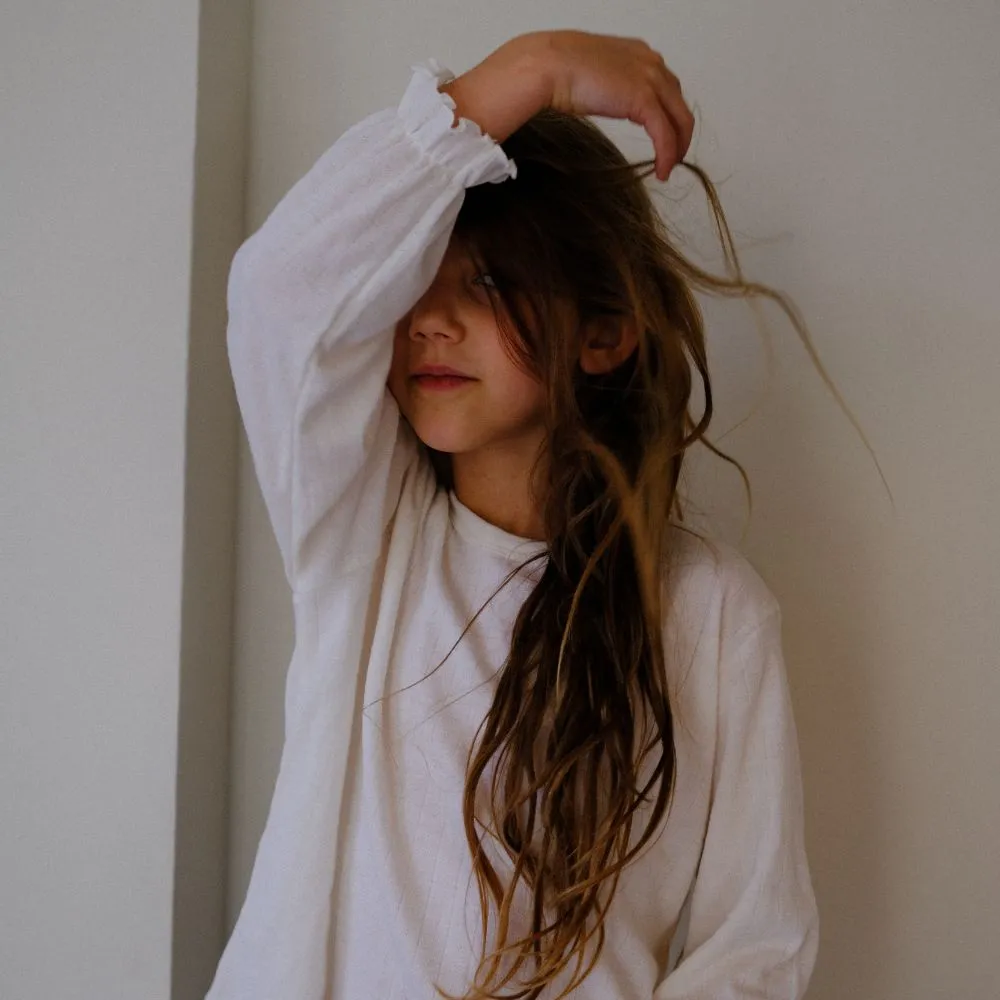 Tothemoon ☾ - Shirt - Long sleeve - Piquette cuffs - Wool & silk - Pointelle - Wide fit