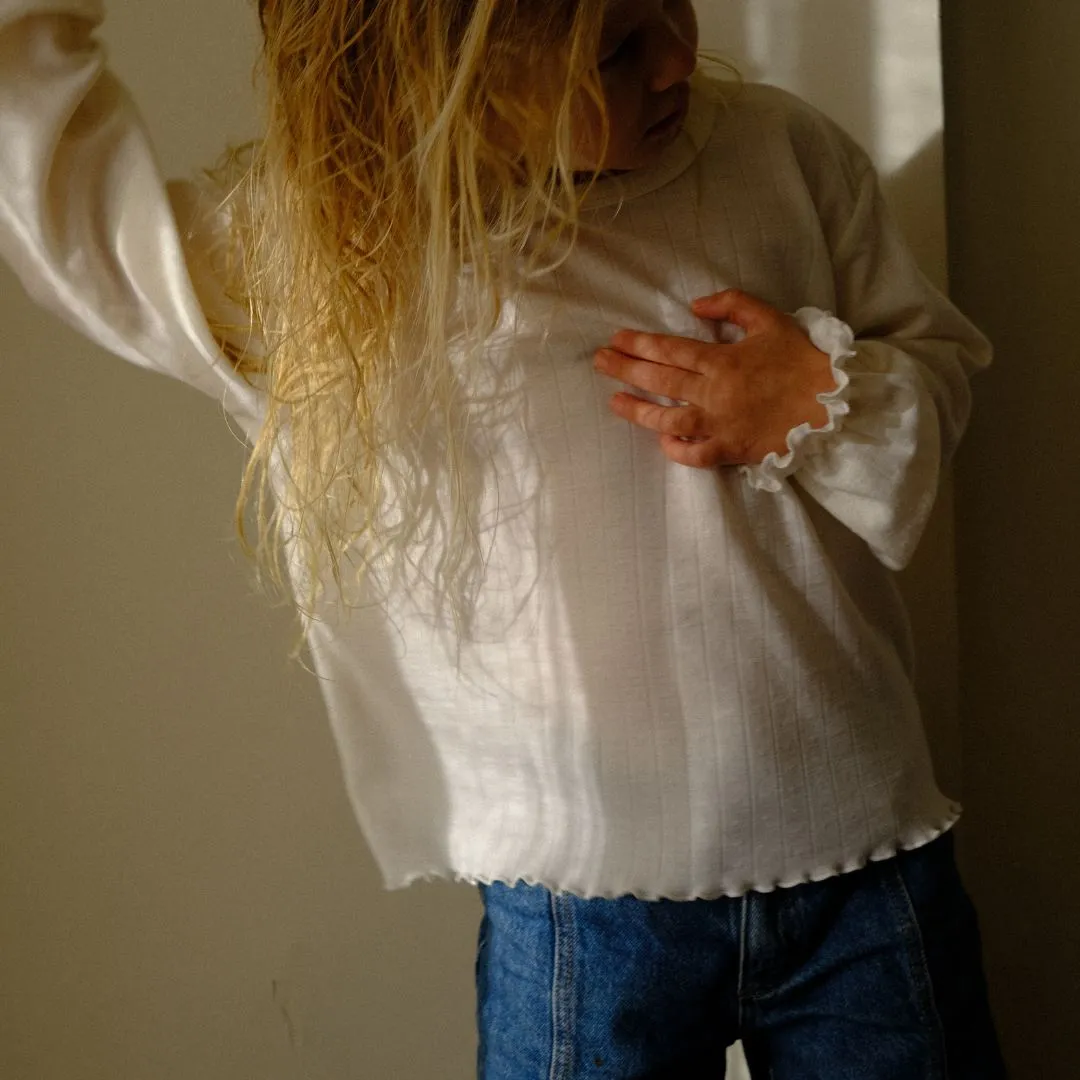 Tothemoon ☾ - Shirt - Long sleeve - Piquette cuffs - Wool & silk - Pointelle - Wide fit