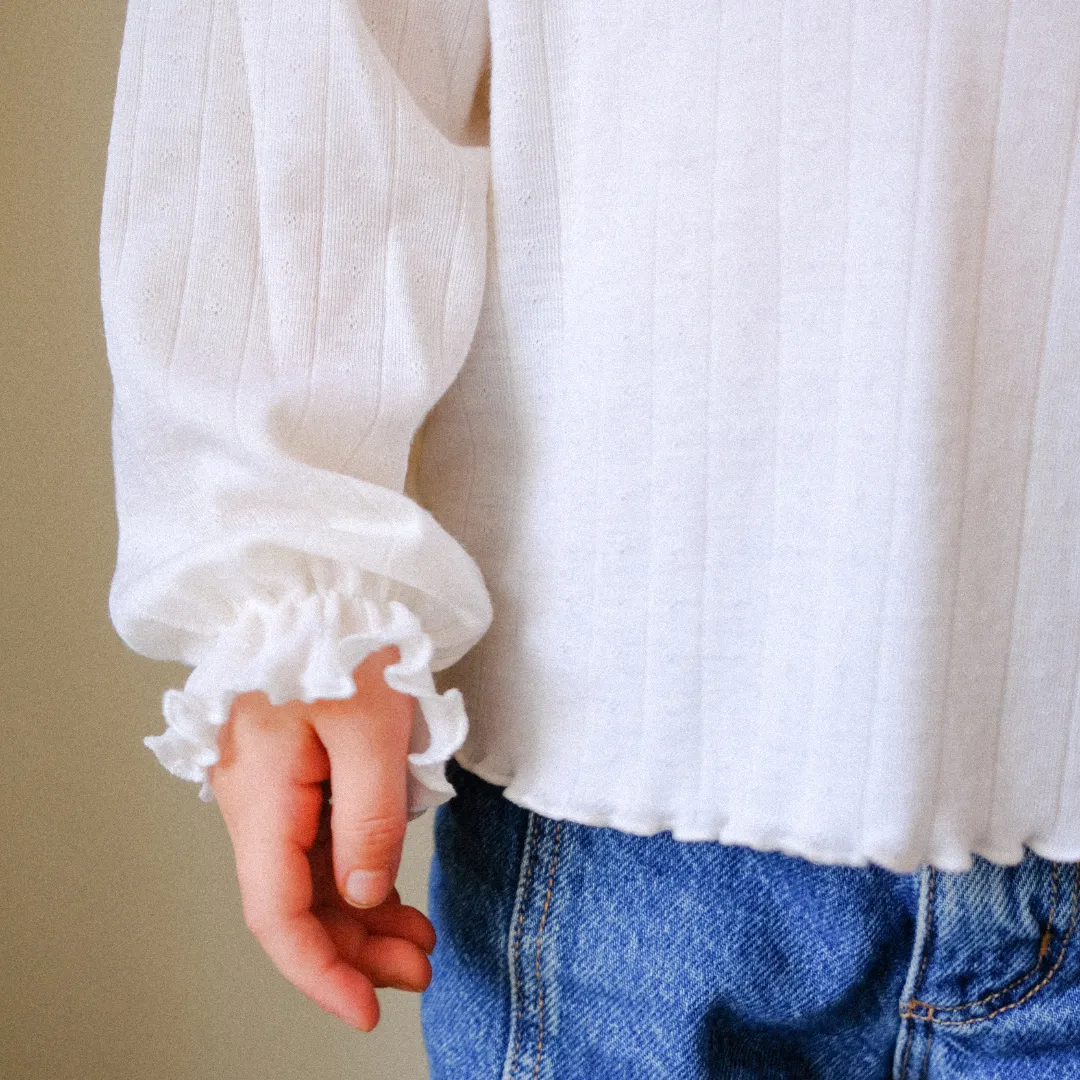 Tothemoon ☾ - Shirt - Long sleeve - Piquette cuffs - Wool & silk - Pointelle - Wide fit